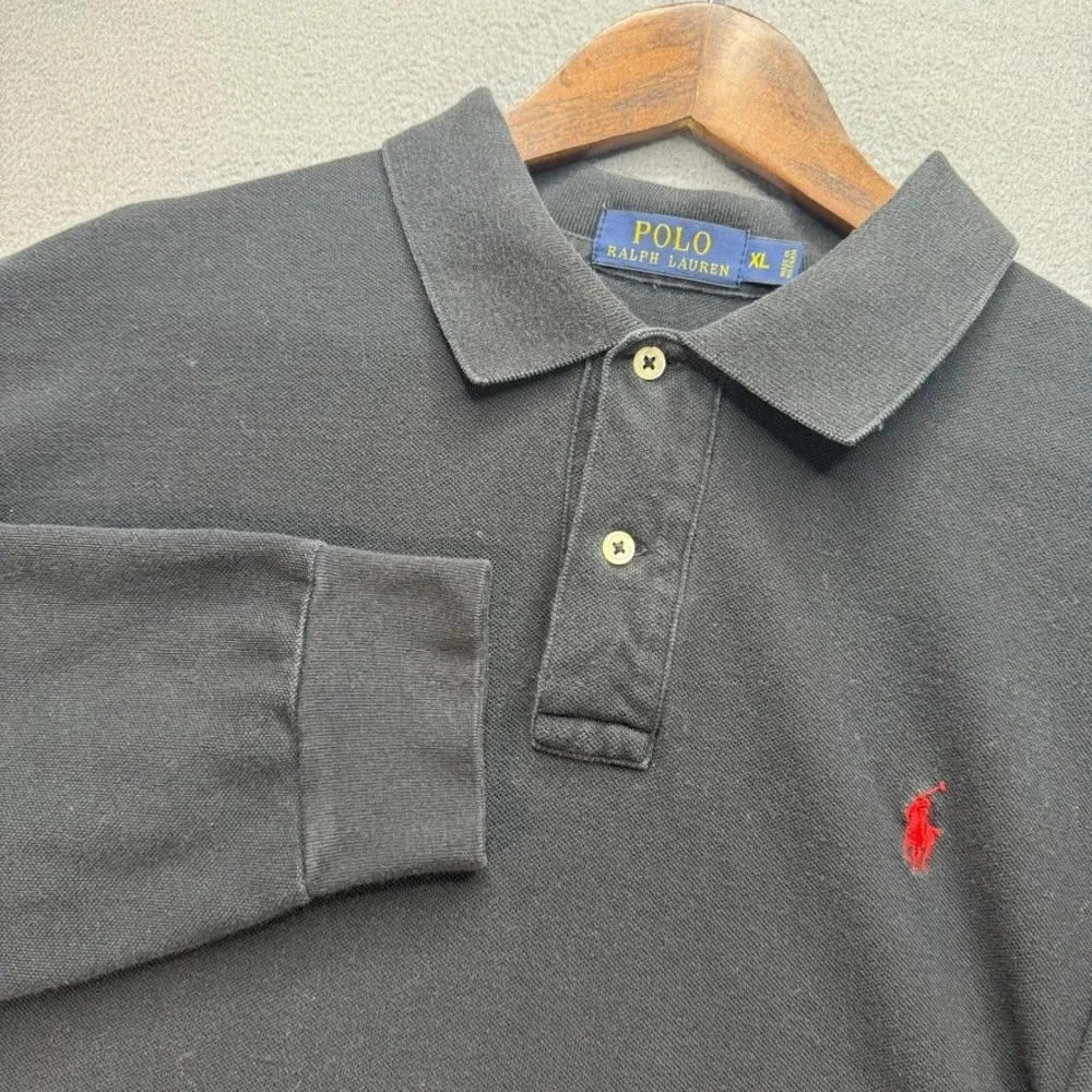 Polo Ralph Lauren Long Sleeve Polo Shirt Classic Fit XL Black Red Pony Logo